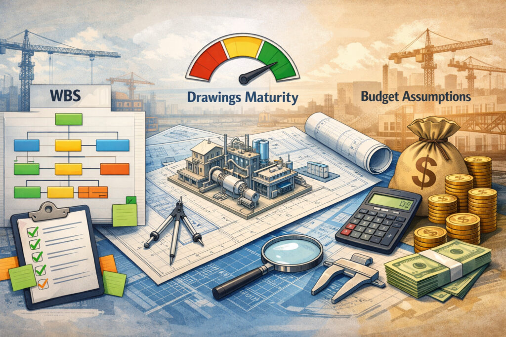 Build the Scope Backbone: WBS, Drawings Maturity, and Budget Assumptions