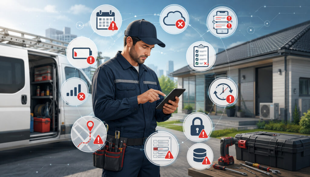 Field technician avoiding mobile app mistakes