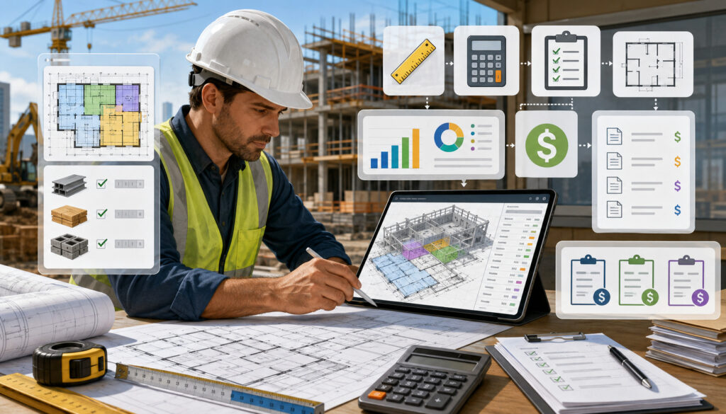 Construction estimating, bidding, and takeoff tools
