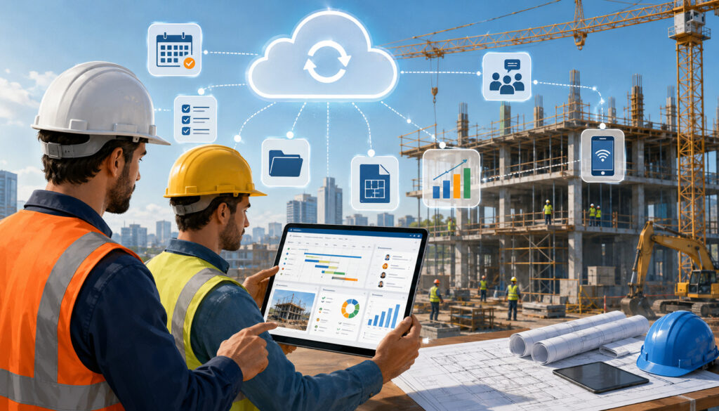 Cloud-based construction software on a jobsite